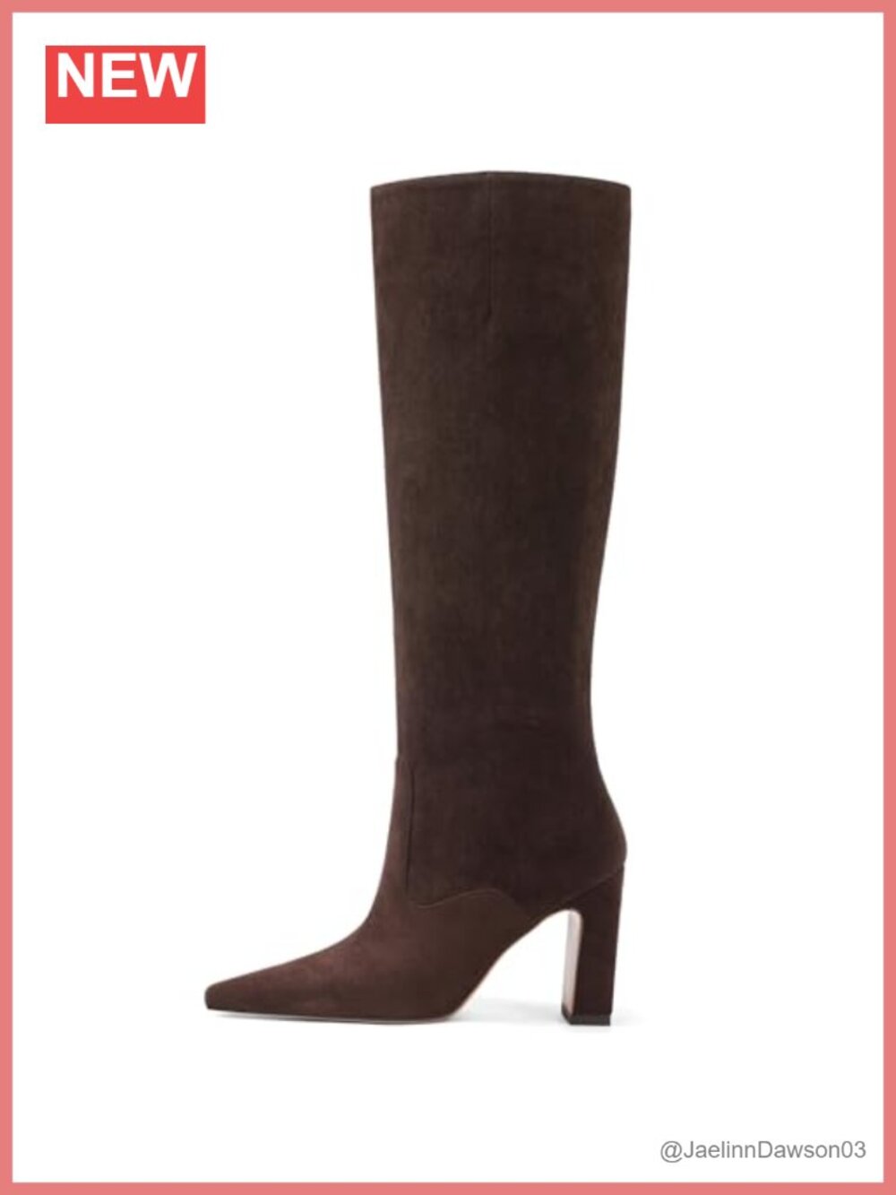 Women's Knee High Boots Square Toe Chunky Block Heeled Faux Leather